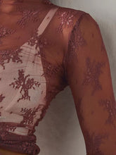 Load image into Gallery viewer, Lace Mock Neck Long Sleeve Blouse