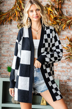Load image into Gallery viewer, First Love Checkered Open Front Long Sleeve Cardigan