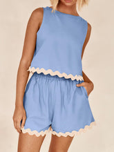 Load image into Gallery viewer, Contrast Trim Sleeveless Top and Shorts Set