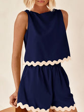 Load image into Gallery viewer, Contrast Trim Sleeveless Top and Shorts Set