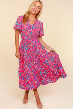 Load image into Gallery viewer, Haptics Abstract Print Smocked Waist Dress with Pockets