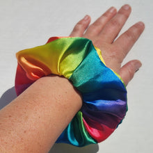 Load image into Gallery viewer, Pride Rainbow Satin Scrunchie