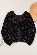 Load image into Gallery viewer, Sequin Round Neck Long Sleeve Blouse