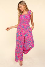 Load image into Gallery viewer, Haptics Printed Smocked Sleeveless Jumpsuit