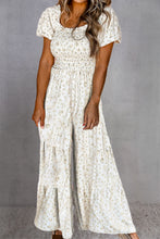 Load image into Gallery viewer, Smocked Printed Short Sleeve Jumpsuit