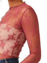 Load image into Gallery viewer, Lace Mock Neck Long Sleeve Blouse