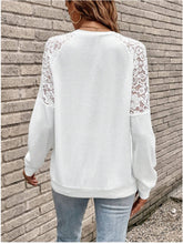 Load image into Gallery viewer, Lace Detail V-Neck Long Sleeve Top