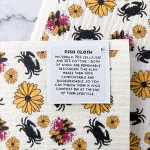 Load image into Gallery viewer, Maryland Flower Flag Crab Patterned Swedish Dish Cloth