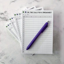Load image into Gallery viewer, Oh, This Calls For A Spreadsheet Excel Notepad 5x7