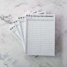Load image into Gallery viewer, Oh, This Calls For A Spreadsheet Excel Notepad 5x7