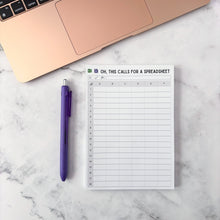 Load image into Gallery viewer, Oh, This Calls For A Spreadsheet Excel Notepad 5x7