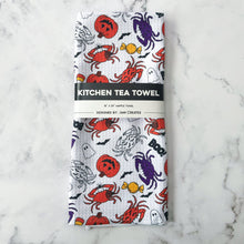 Load image into Gallery viewer, Maryland Halloween Crab Patterned Waffle Kitchen Dish Towel