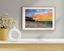 Load image into Gallery viewer, Sunset Beach Glow – Watercolor Print