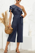 Load image into Gallery viewer, Ruffled Single Shoulder Tie Waist Jumpsuit