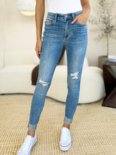 Load image into Gallery viewer, Judy Blue Full Size Mid Rise Destroy & Cuff Skinny Jeans