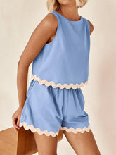 Load image into Gallery viewer, Contrast Trim Sleeveless Top and Shorts Set