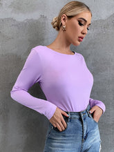 Load image into Gallery viewer, Backless Round Neck Long Sleeve T-Shirt