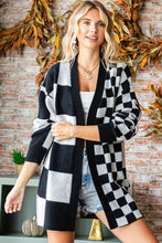 Load image into Gallery viewer, First Love Checkered Open Front Long Sleeve Cardigan