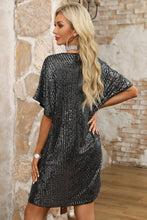 Load image into Gallery viewer, Sequin V-Neck Short Sleeve Mini Dress