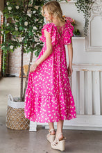 Load image into Gallery viewer, Reborn J Printed V-Neck Ruffle Trim Tiered Midi Dress