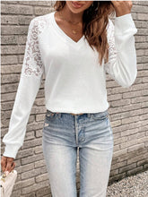 Load image into Gallery viewer, Lace Detail V-Neck Long Sleeve Top