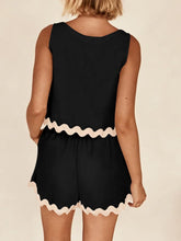 Load image into Gallery viewer, Contrast Trim Sleeveless Top and Shorts Set