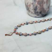 Load image into Gallery viewer, Peach Fan Paper Bead Necklace - 18" with 2" chain extender