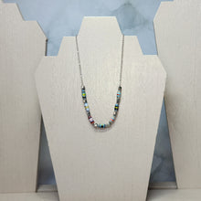 Load image into Gallery viewer, Multi-colored Magazine Page Paper Bead Silver Plated Ball Chain Necklace - 17" w/ 2" chain extender