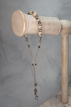 Load image into Gallery viewer, Sheet Music Slider Knot Paper Bead Bracelet w/ silver glass spacer beads & silver music note charm