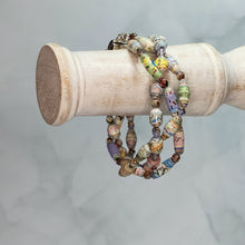 Load image into Gallery viewer, Triple Strand Paper Map Beads Magnetic Clasp Bracelet U.S. Roads
