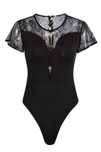 Load image into Gallery viewer, Lace Detail Round Neck Short Sleeve Bodysuit