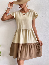 Load image into Gallery viewer, Color Block Cap Sleeve Mini Dress