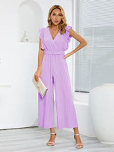 Load image into Gallery viewer, Ruffled Surplice Cap Sleeve Jumpsuit