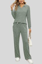 Load image into Gallery viewer, Ribbed Long Sleeve Top and Pocketed Pants Set