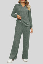 Load image into Gallery viewer, Ribbed Long Sleeve Top and Pocketed Pants Set