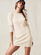 Load image into Gallery viewer, Waffle-Knit Round Neck Long Sleeve Sweater