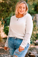 Load image into Gallery viewer, Plus Size Spliced Lace Ribbed Henley Top