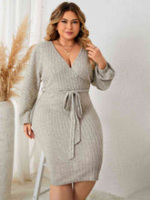 Load image into Gallery viewer, Plus Size Tie Waist Wrap Dress