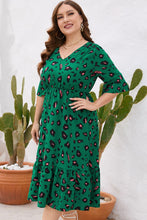 Load image into Gallery viewer, Plus Size Printed Flare Sleeve V-Neck Dress