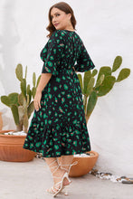 Load image into Gallery viewer, Plus Size Printed Flare Sleeve V-Neck Dress