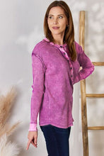 Load image into Gallery viewer, Zenana Washed Half Button Exposed Seam Waffle Top