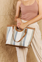 Load image into Gallery viewer, Fame Striped In The Sun Faux Leather Trim Tote Bag