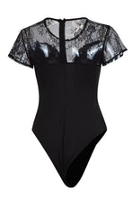 Load image into Gallery viewer, Lace Detail Round Neck Short Sleeve Bodysuit