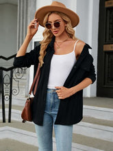 Load image into Gallery viewer, Textured Button Up Dropped Shoulder Shirt