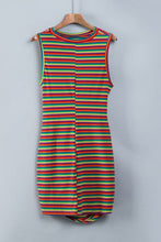 Load image into Gallery viewer, Cutout Striped Round Neck Sleeveless Dress