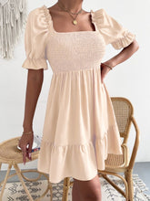 Load image into Gallery viewer, Smocked Square Neck Short Sleeve Dress