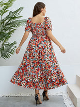 Load image into Gallery viewer, Plus Size Floral Smocked Square Neck Dress