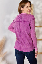 Load image into Gallery viewer, Zenana Washed Half Button Exposed Seam Waffle Top