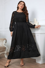 Load image into Gallery viewer, Plus Size Embroidery Round Neck Long Sleeve Maxi Dress