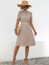 Load image into Gallery viewer, Printed Mock Neck Flounce Sleeve Dress